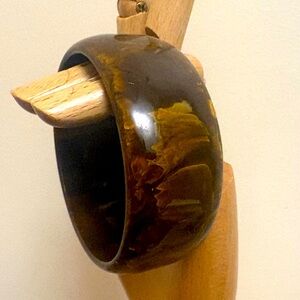 Vintage Brown Swirl Bakelite Bangle Bracelet